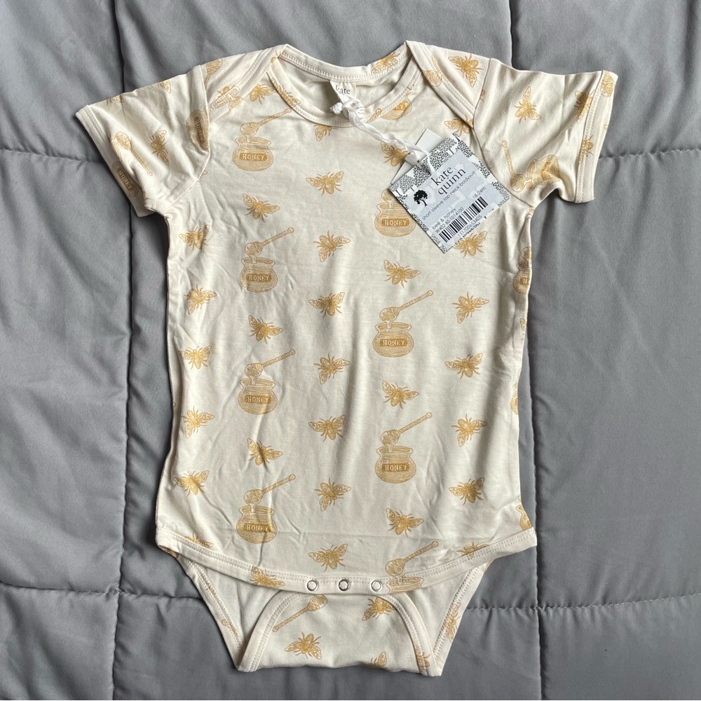 NEW Kate Quinn 18-24 Months Short Sleeve Lap Neck Bodysuit Bee & Honey
